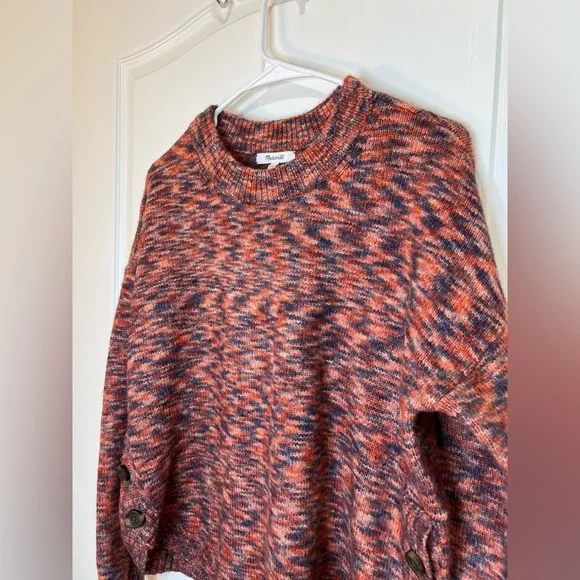 Madewell Birchmont Side-Button Pullover Sweater In Spacedye Sangria size L - Picture 11 of 11